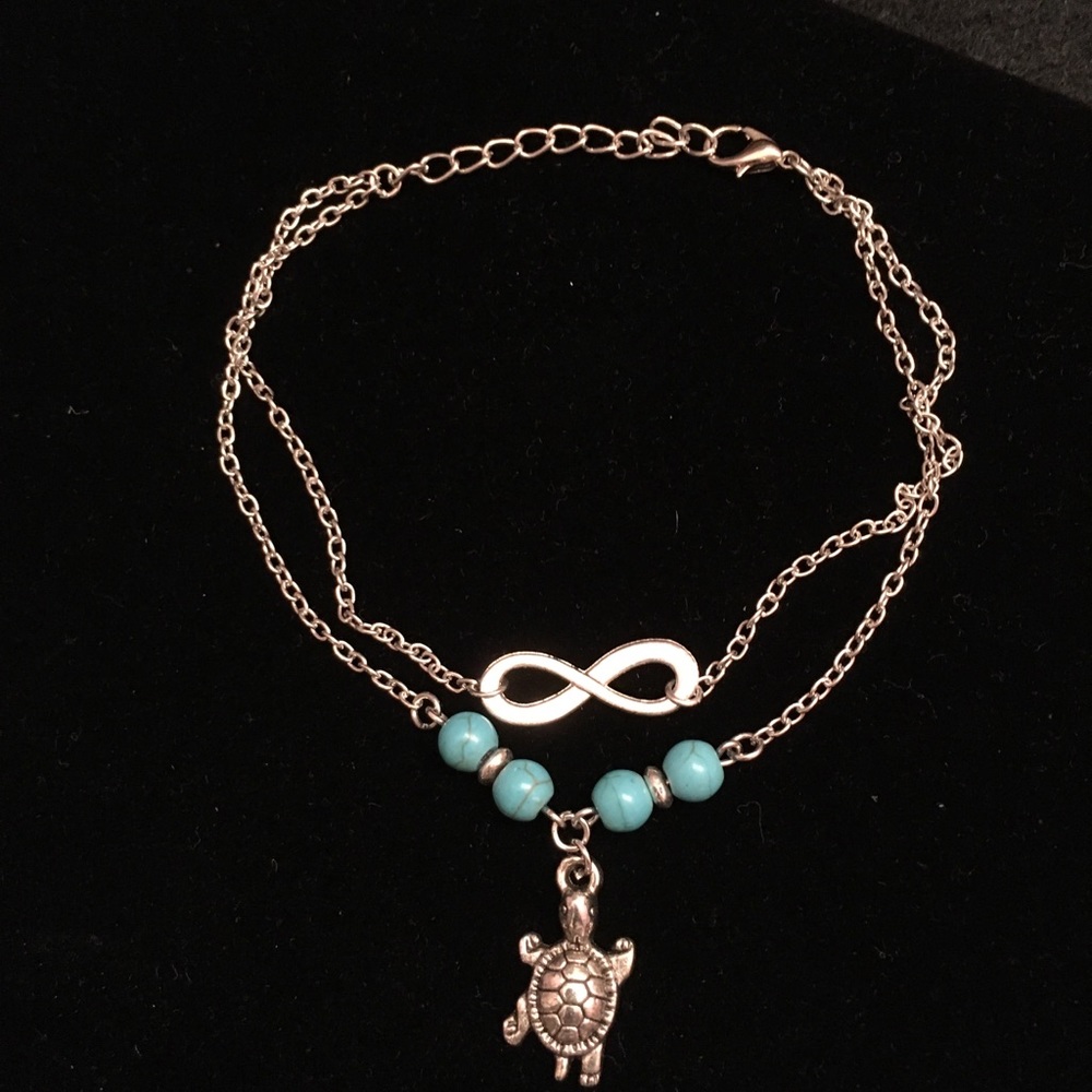 Infinity Turtle Turquoise Ankle Bracelet New